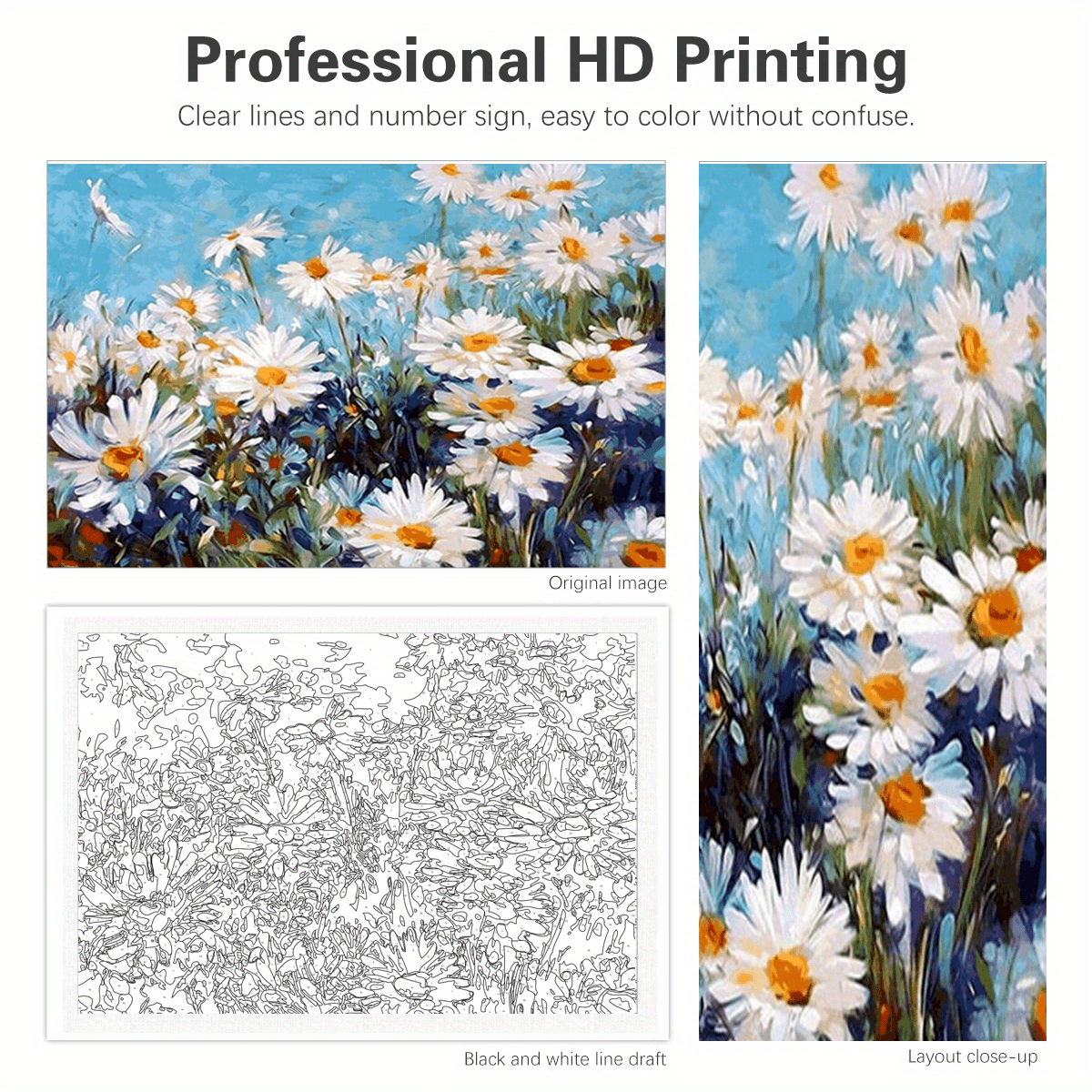 Paint By Numbers Kit - 3 Pack Flower Canvases For Adults & Kids (12x16 Inch)