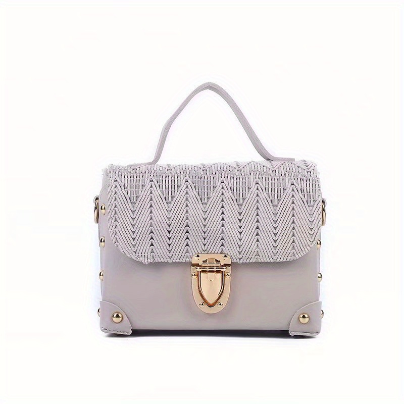 Mini Braided Detail Flap Square Bag Minimalist White