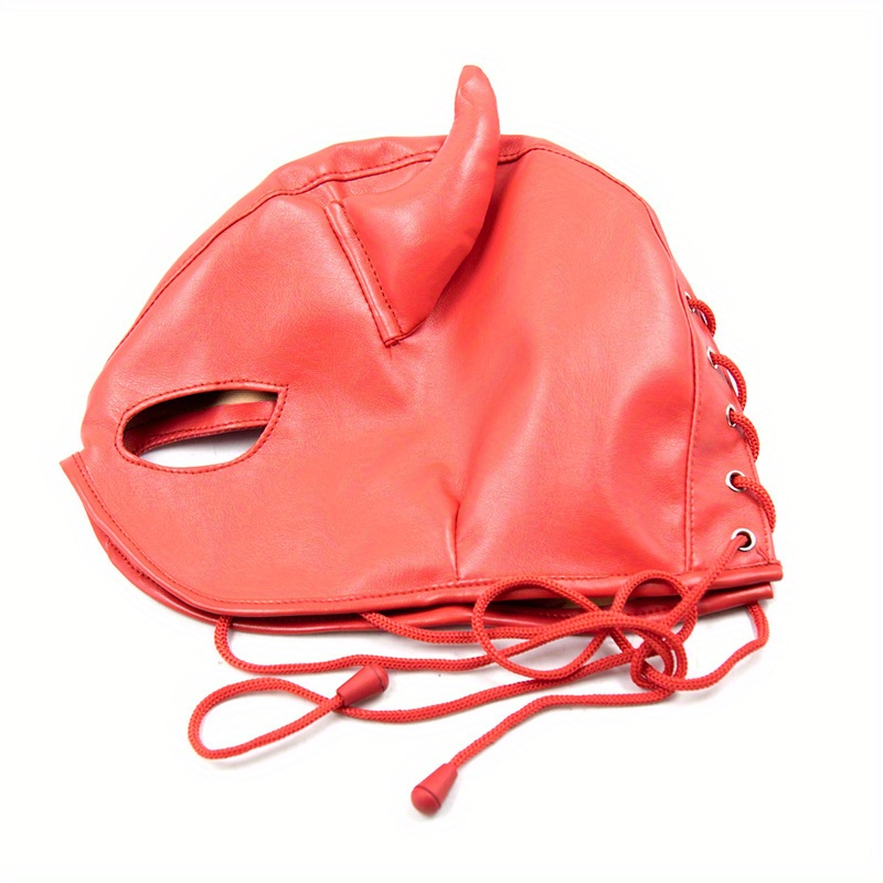 1 Piece Men's Sexy Horn Shaped Drawstring Adjustable Mask - Solid, Slightly Stretchy, Gay Pleasure Accessory for Men - Perfect for Role-Playing, Cosplay, and Intimate Moments