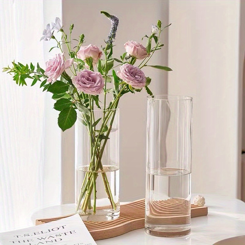 Jarrón de cristal transparente francés, florero grande con luz en relieve  Retro, arreglo de flores frescas, hidroponía - AliExpress