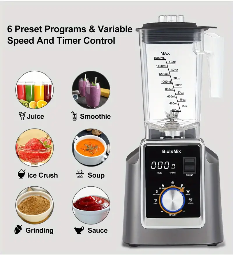 biolomix digital bpa free 2l automatic program professional commercial blender mixer juicer food processor ice smoothies fruit details 4