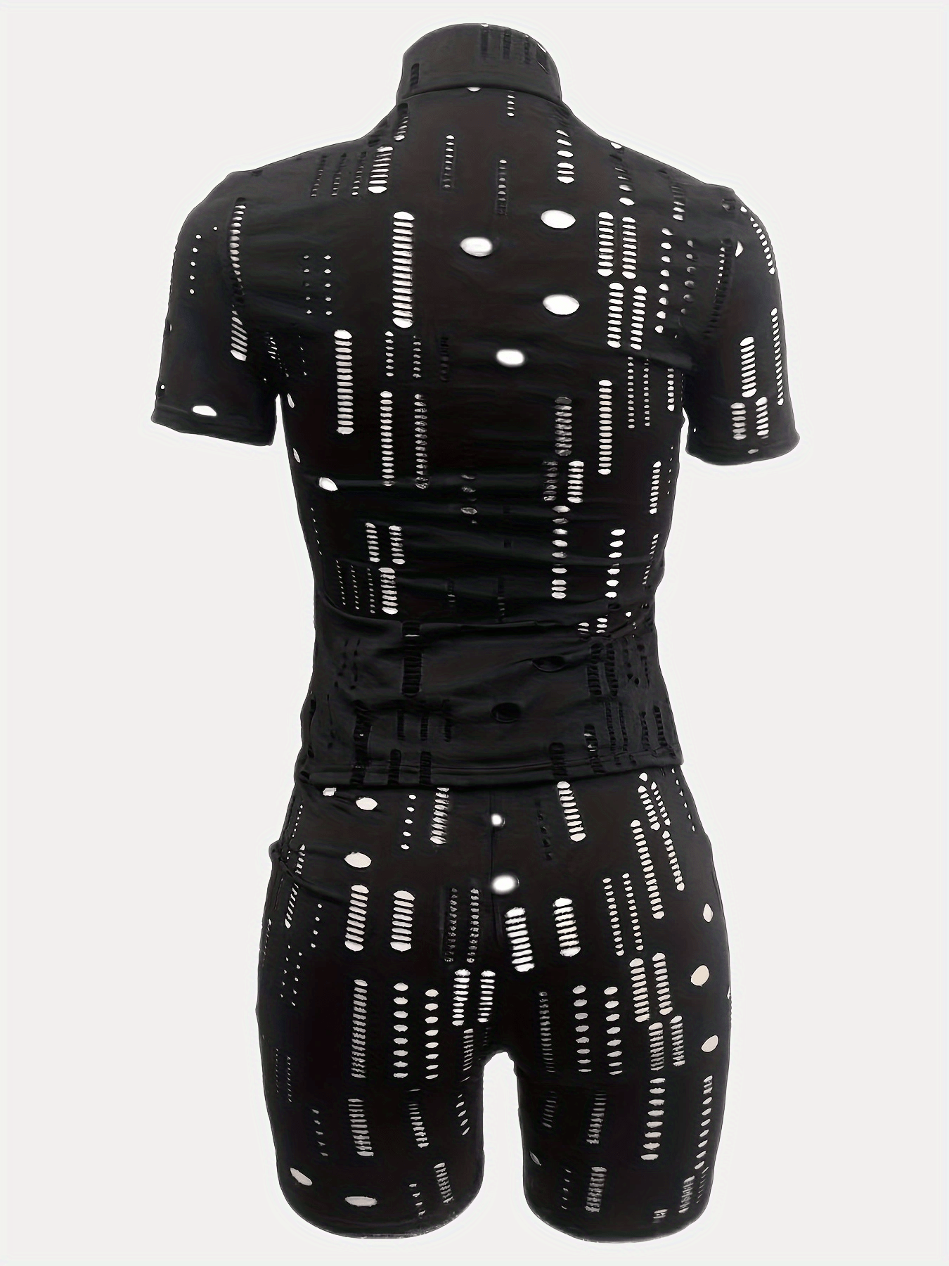 Sexy 2pc Set Mock Neck Tee & Slim Shorts Outfit