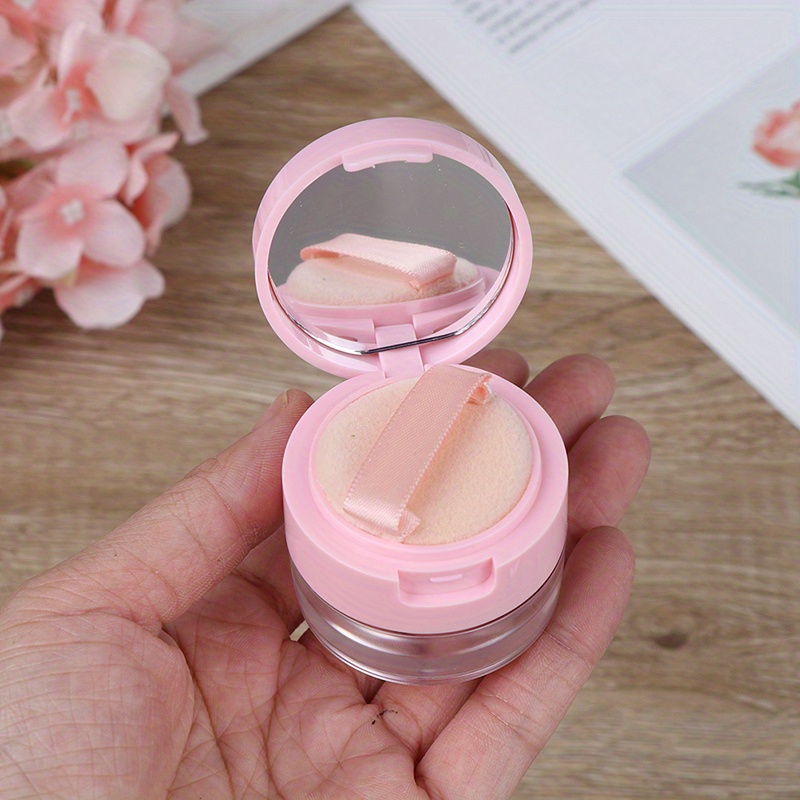 TINKSKY 20G Empty Powder Case Loose Powder Container Makeup Case Travel Kit  Plastic Cosmetic Powder Make-up Sponge Holder with Mirror