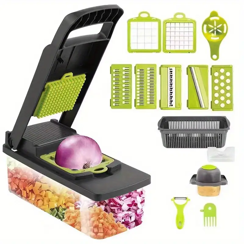 Vegetable Chopper, 1 Food/pro Onion/vegetable Cutter Slicer Dicer With 8  Blades, Potato Carrot Garlic Chopper With Container For Kitchen - Temu