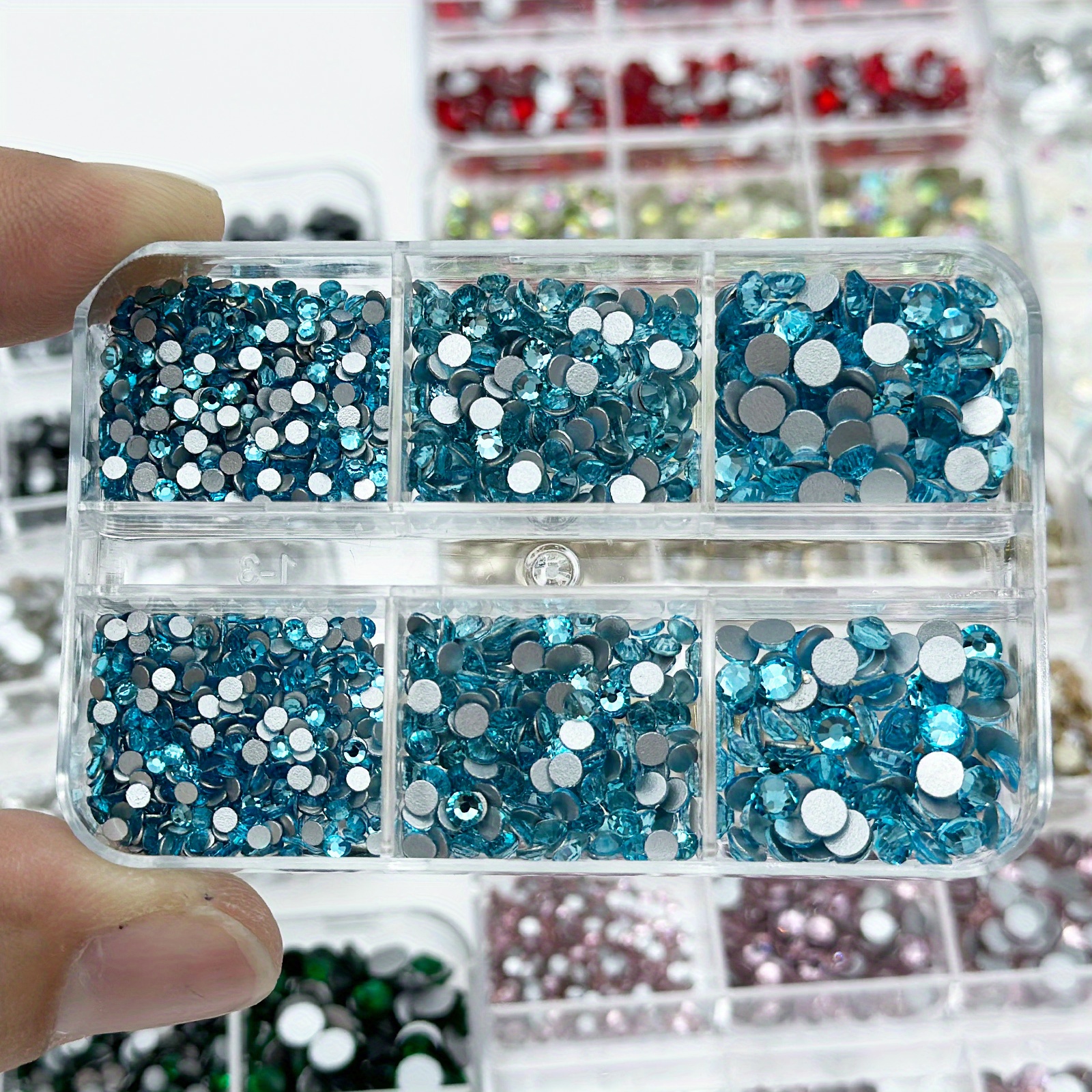 2000Pcs Nail Crystals AB Rhinestone Flat-Back Gemstone Crystal Set