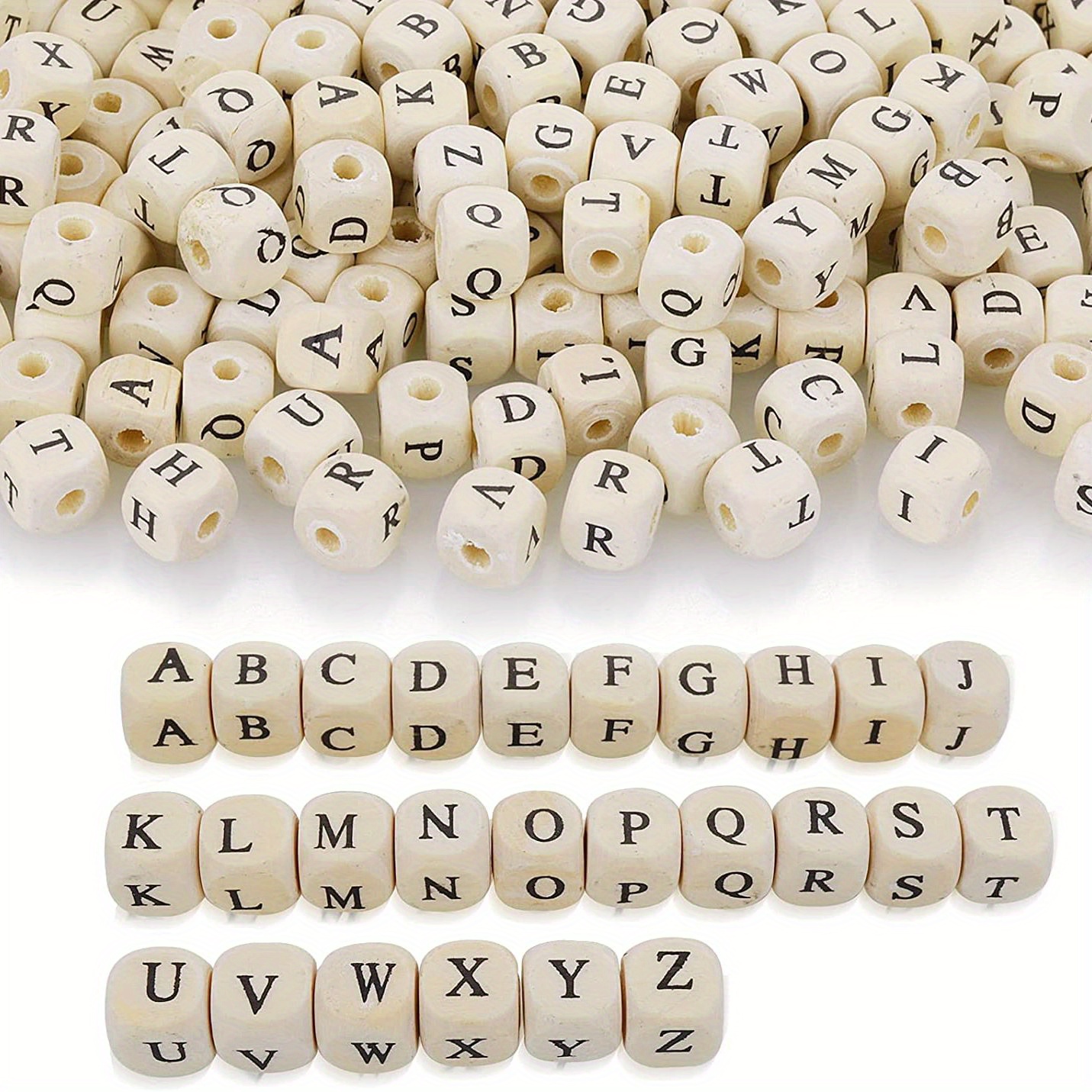 5pz Perline legno di lettere per nome personalizzato, Perline legno di  lettere per il bambino