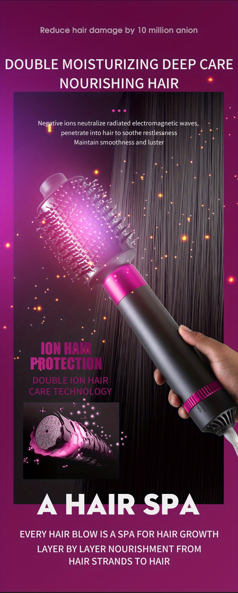 negative ion straight hair comb artifact does not hurt hair dual use straight curling iron multifunctional detachable comb head hair styling hair dryer comb details 6
