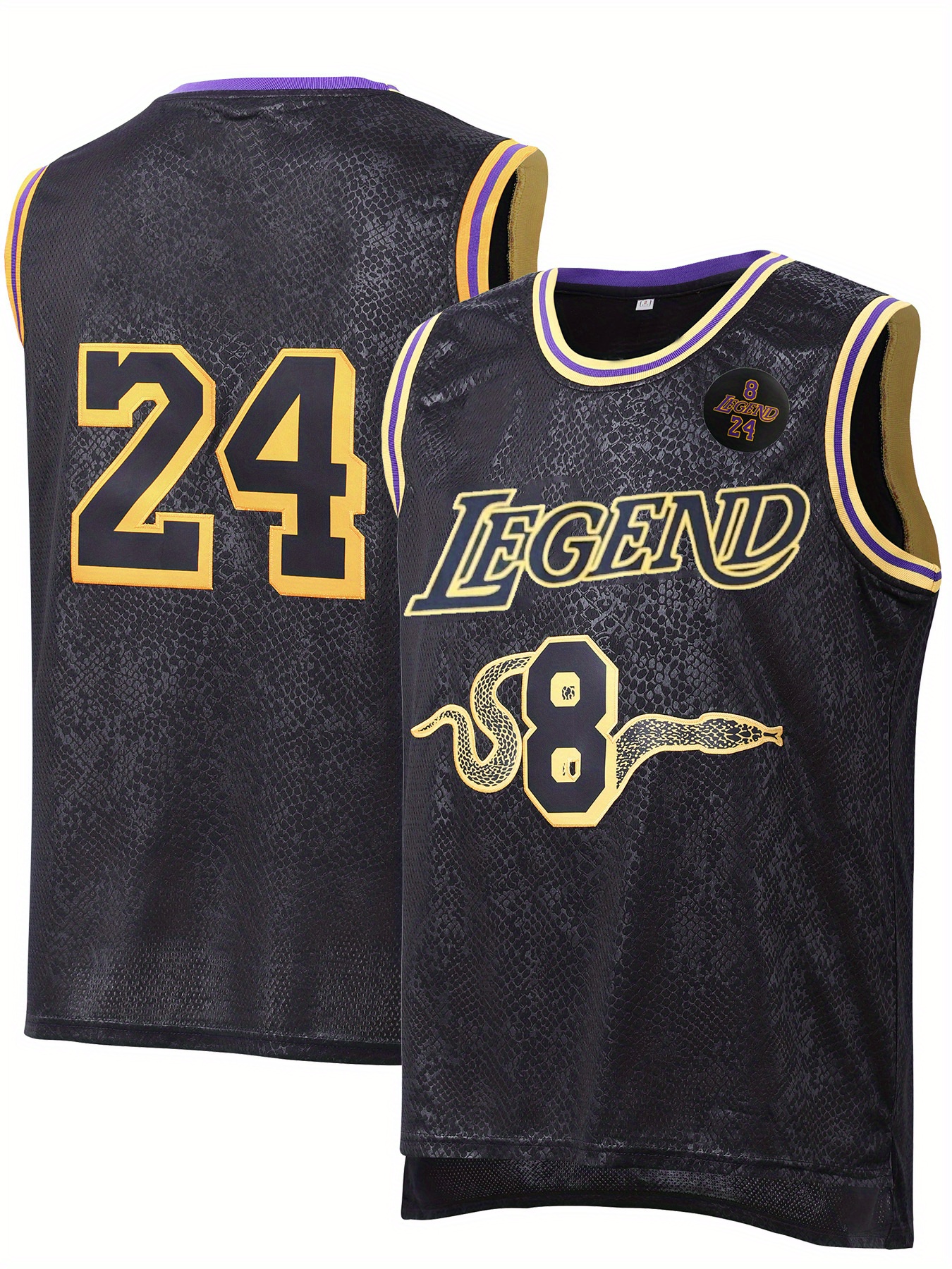Men's Legend #824 Embroidered Basketball Jersey, Active Retro Round Neck Sleeveless Uniform Basketball Shirt for Training Competition,Temu