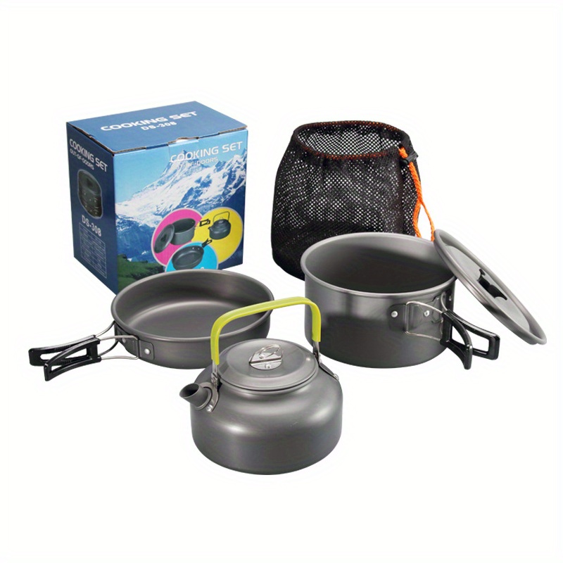 Lightweight Universal Aluminum Alloy Camping Hanging Pot Tableware Pot  Convenient Campfire Pot with Lid Camping Equipment