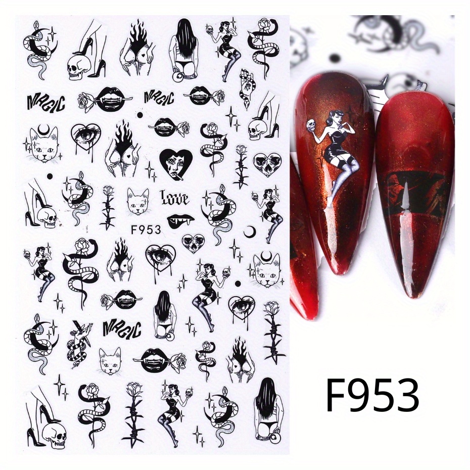 Devilish Halloween Nail Art Stickers Realistic Decals for Acrylic Nails