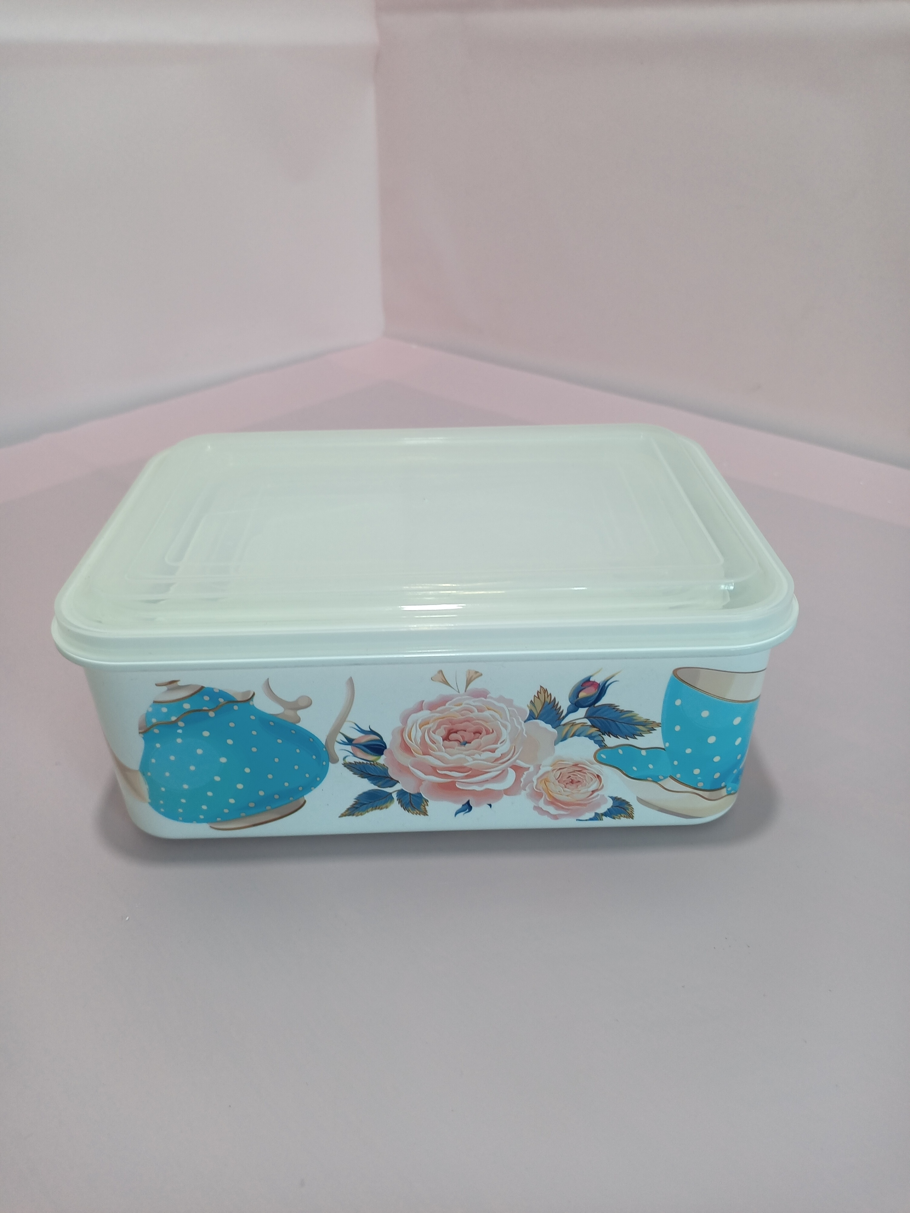 4pcs/set Floral Pattern Plastic Food Storage Box - Rectangular Snack and  Dry Goods Jar with Sealed Lid - Kitchen Supplies