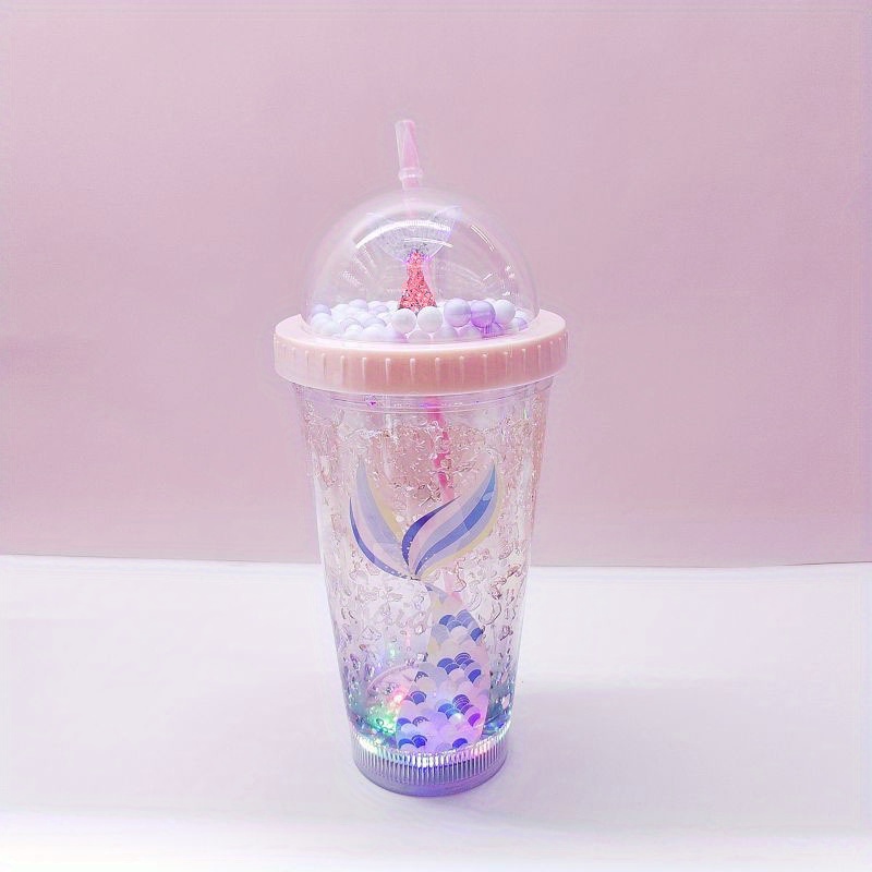 Purple Unicorn Plastic Drinking Cup with Straw, 16 oz Drinking Cup