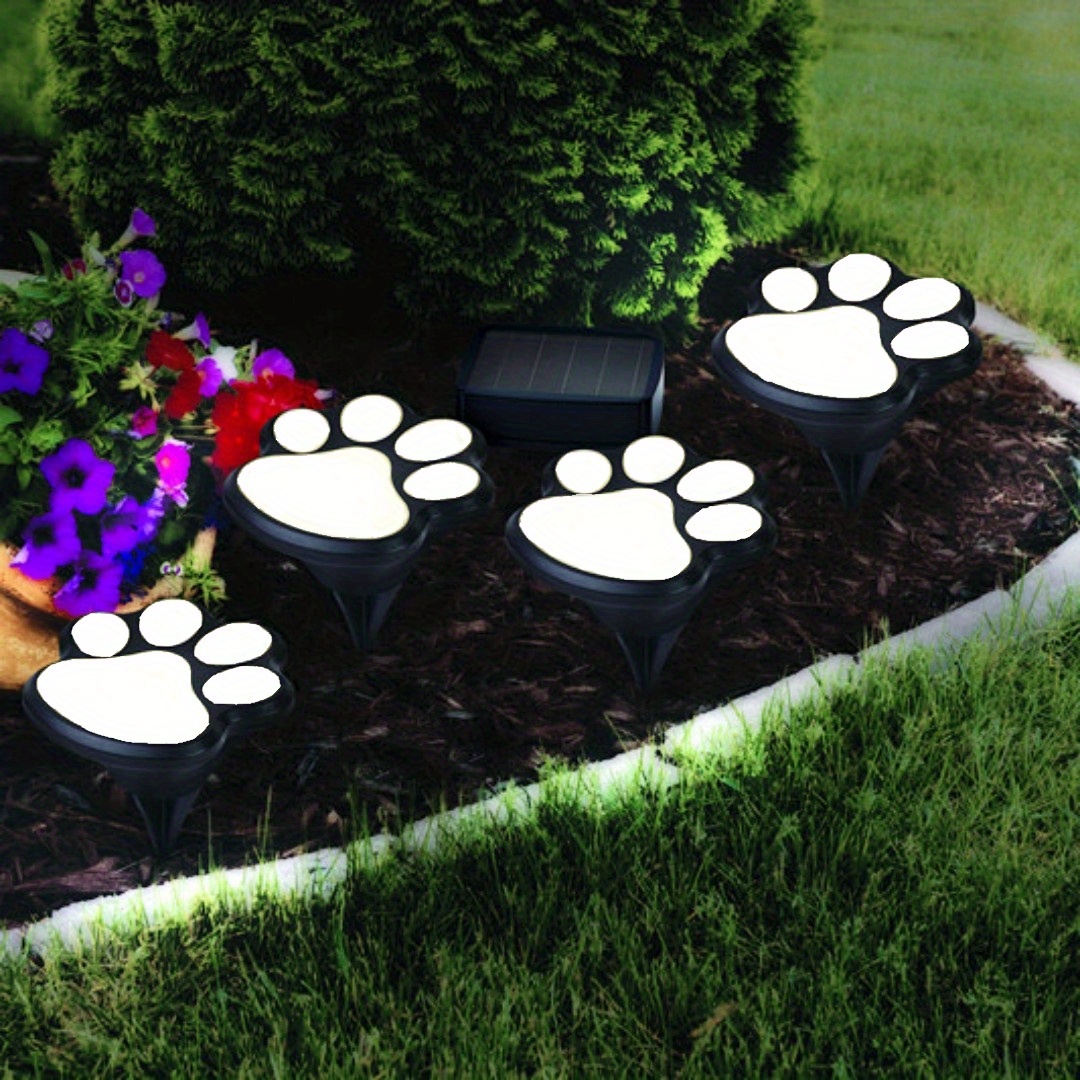 Solar Garden String Lights 4 Cat Dog Footprint - Temu
