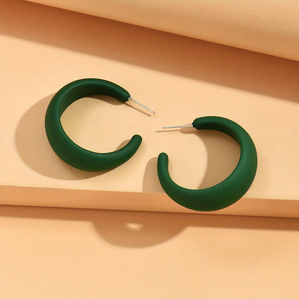 Green resin hot sale hoop earrings