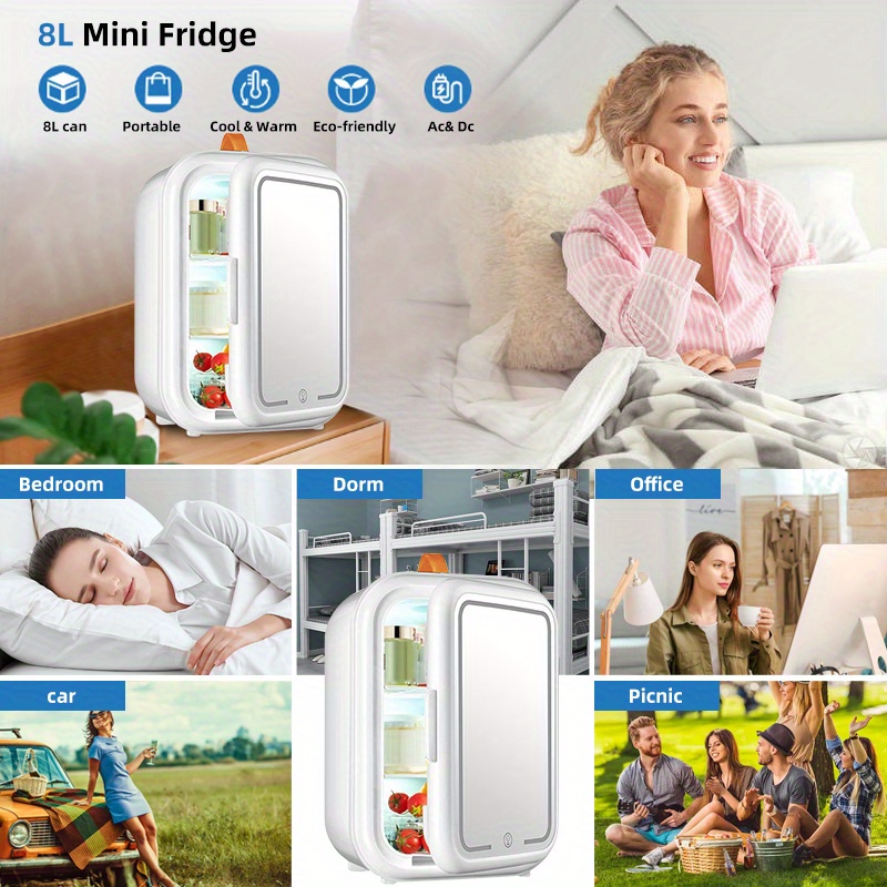 mini fridge 4 lite ac dc portable thermoelectric cooler and warmer refrigerators for holiday gift skincare beverage food home office and car camping picnic details 1