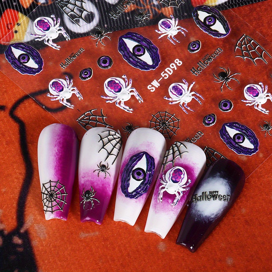 5d Embossed Halloween Nail Art Stickers self Adhesive Spider - Temu Austria