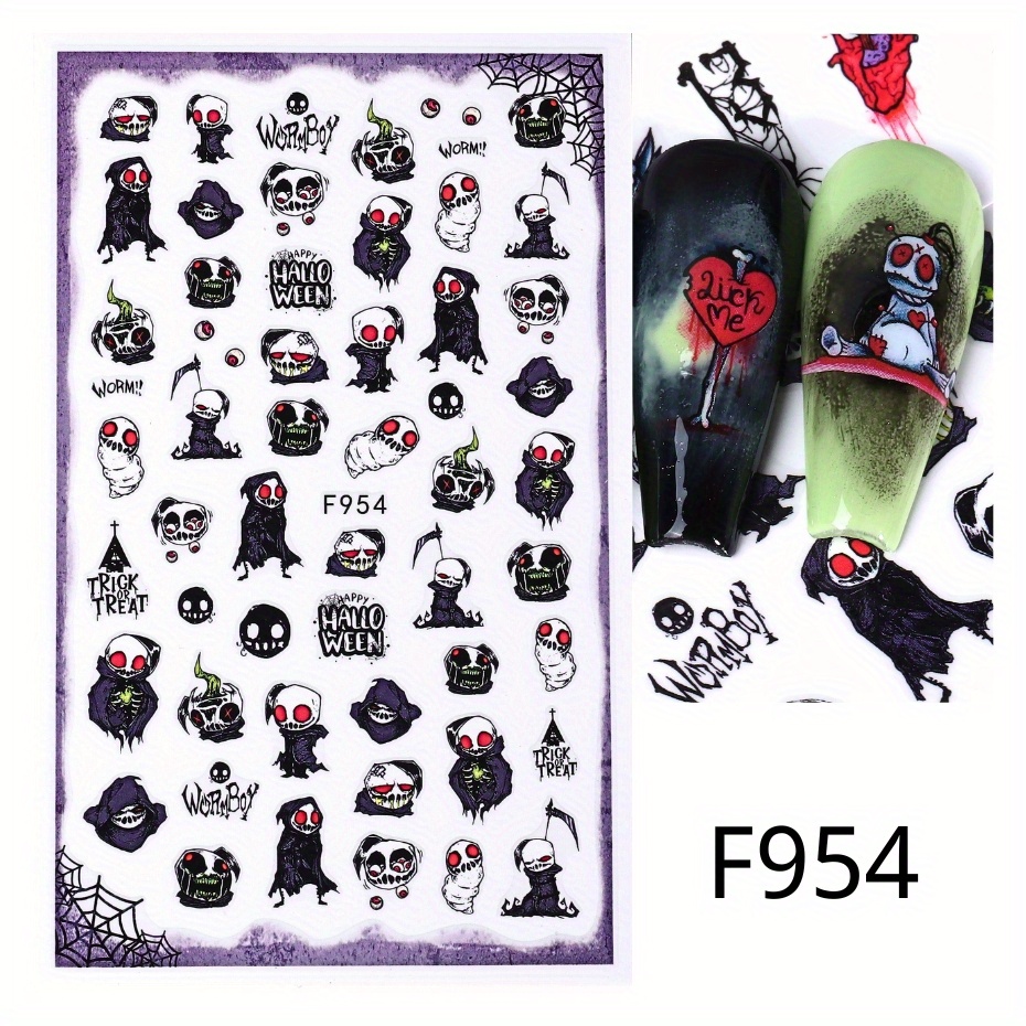 Devilish Halloween Nail Art Stickers Realistic Decals for Acrylic Nails