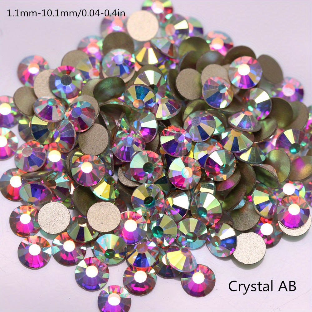 All size Crystal AB/Clear Top Quality Super Bright Glass Strass Hotfix Iron  On Rhinestones For Fabric garment/Nail Art