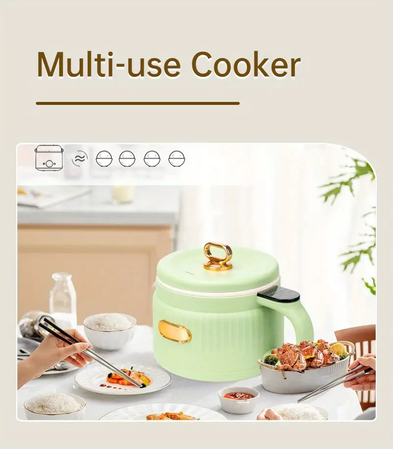 1 6l multifunctional mini rice cooker steamer electric smart appointment insulation non stick shabu pot for rice porridge stew soup wok steaming frying roasting hot pot dual purpose anti scalding portable tableware details 3
