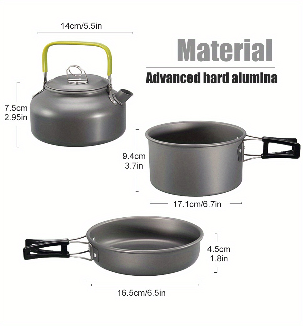 3pcs Set Lightweight Outdoor Cooking Utensils Kit Portable Camping Pot Pan  Kettle Soup Wok Pot Cookware Set - Sports & Outdoors - Temu