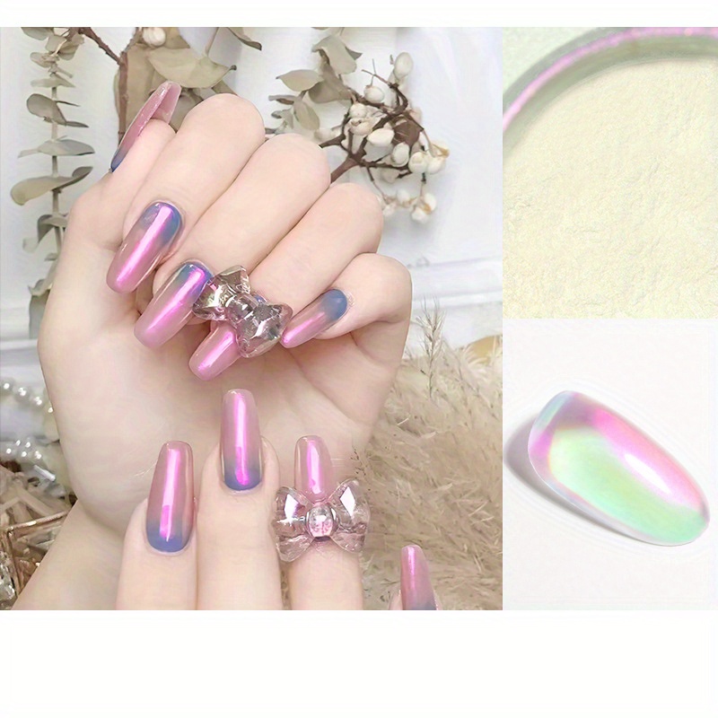 Chrome Nail Powder Holographic Aurora Iridescent Pearlescent - Temu