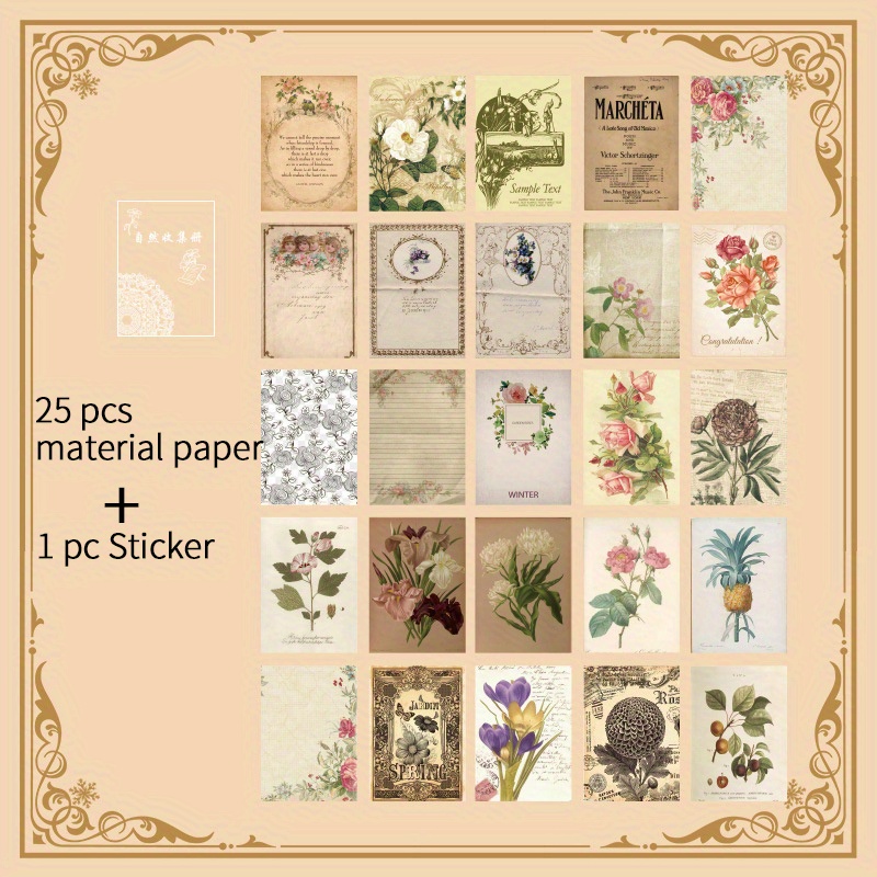 Retro Flower Character Hand Account Material Paper Vintage - Temu