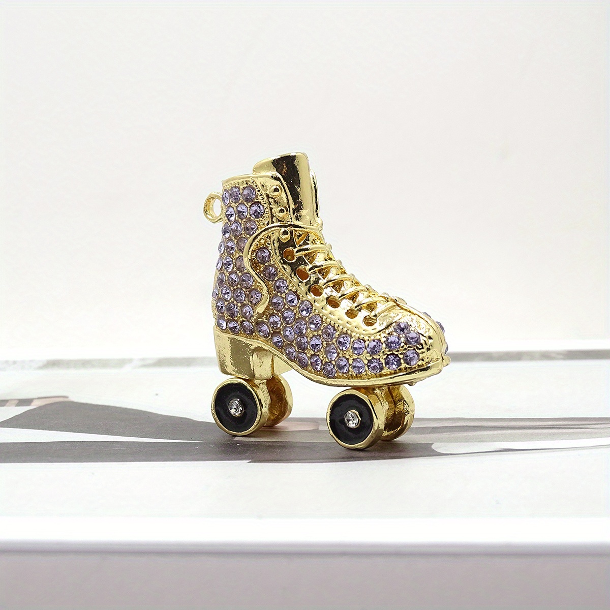 Rhinestones Sport Themed Roller Skate Floating Charms for Necklace