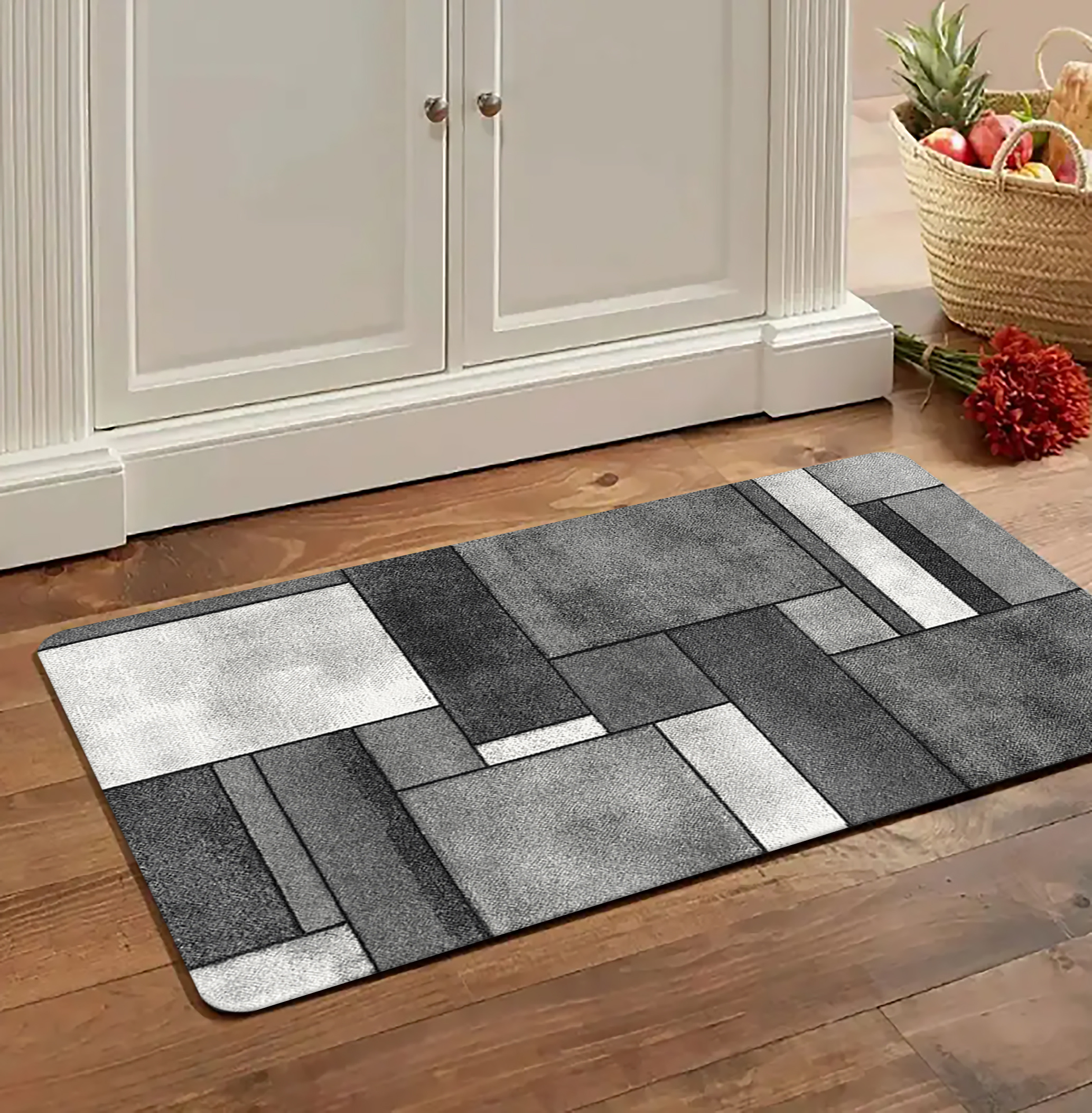 1pc geometric print kitchen mat non slip oil proof floor mat waterproof runner rug dirt resistant floor mat machine washable entrance doormat   room laundry bathroom sink water absorbing floor mat details 9