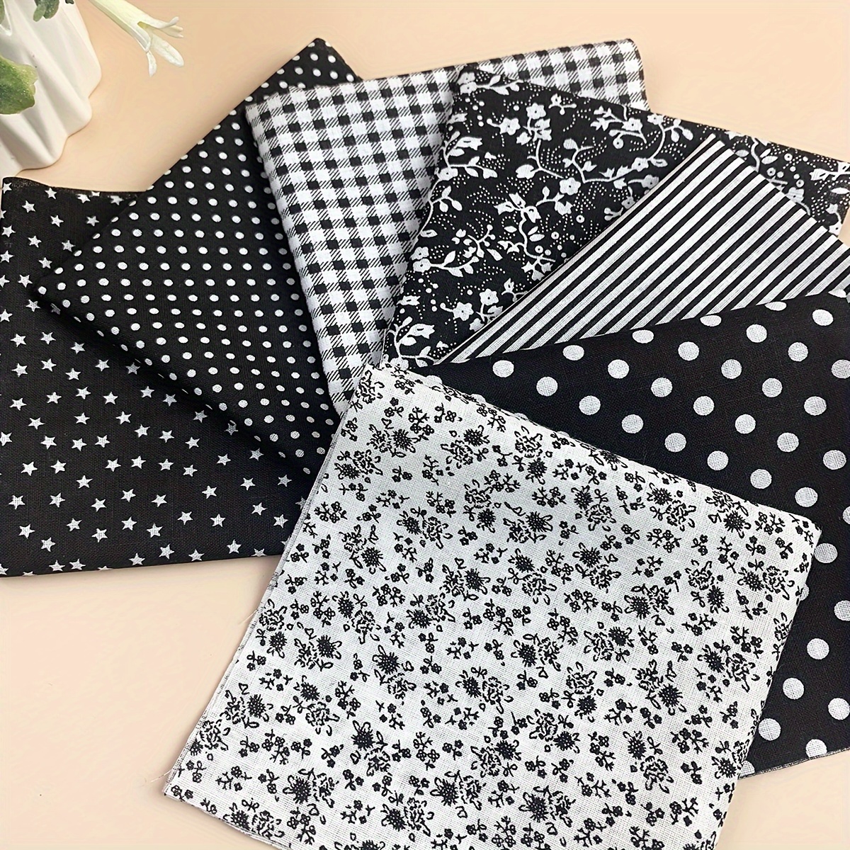 Diy Handmade Black Flower Series Cotton Fabric Block Printed - Temu New ...