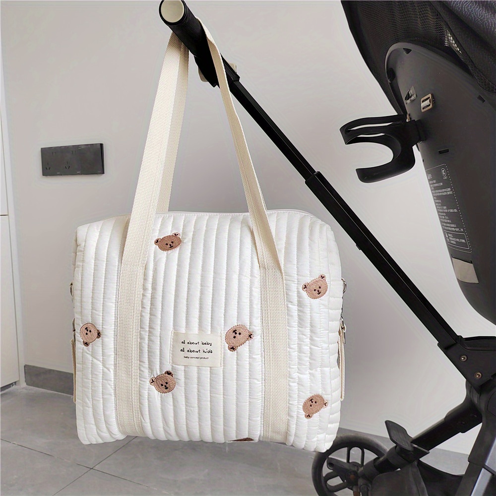Embroidered Quilted Mommy Bag Zipper Handbag Baby Stroller Hanging Bag  Large Capacity Maternal And Baby Bag Diaper Bag Baby Bottle Organizer Bag -  Temu