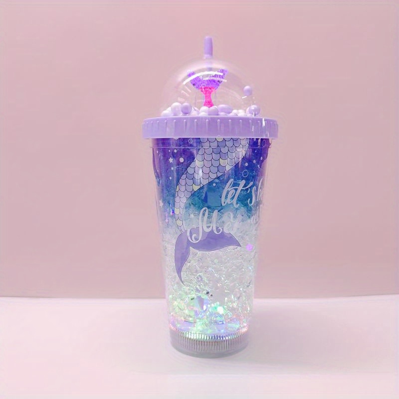 Cartoon Cute Rainbow Cup with Straw BPA Free Woman Girl Water