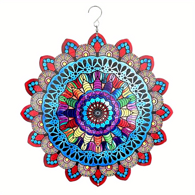 1pc 3D Hanging Wind Spinner Outdoor Decor For 3D Garden Wind Chimes Metal  Yard Spinners 3D Stainless Steel Spinner Gifts Mandala 3D Spinner With 360°