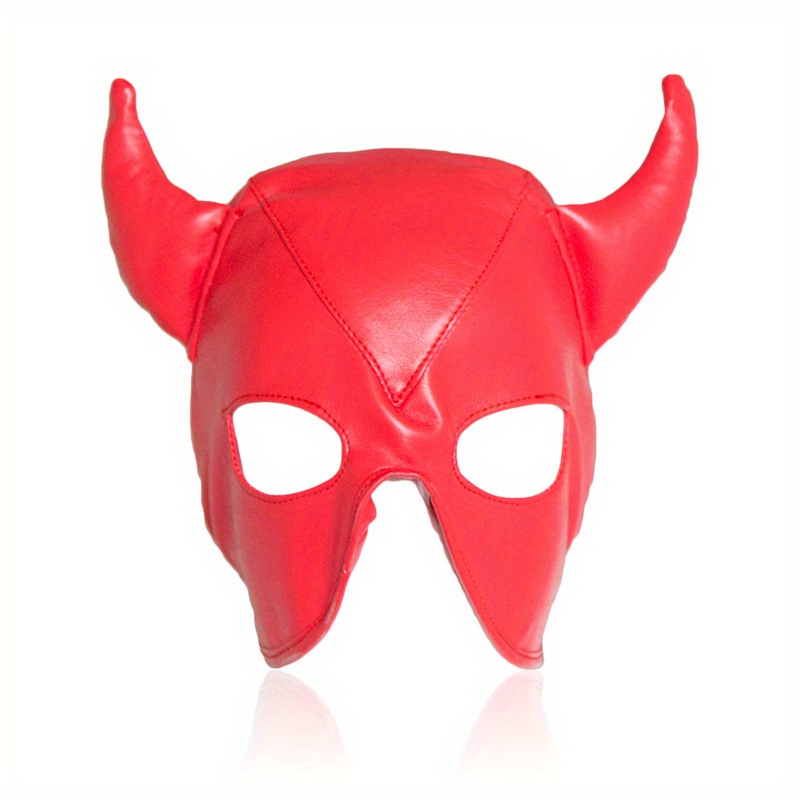 1 Piece Men's Sexy Horn Shaped Drawstring Adjustable Mask - Solid, Slightly Stretchy, Gay Pleasure Accessory for Men - Perfect for Role-Playing, Cosplay, and Intimate Moments