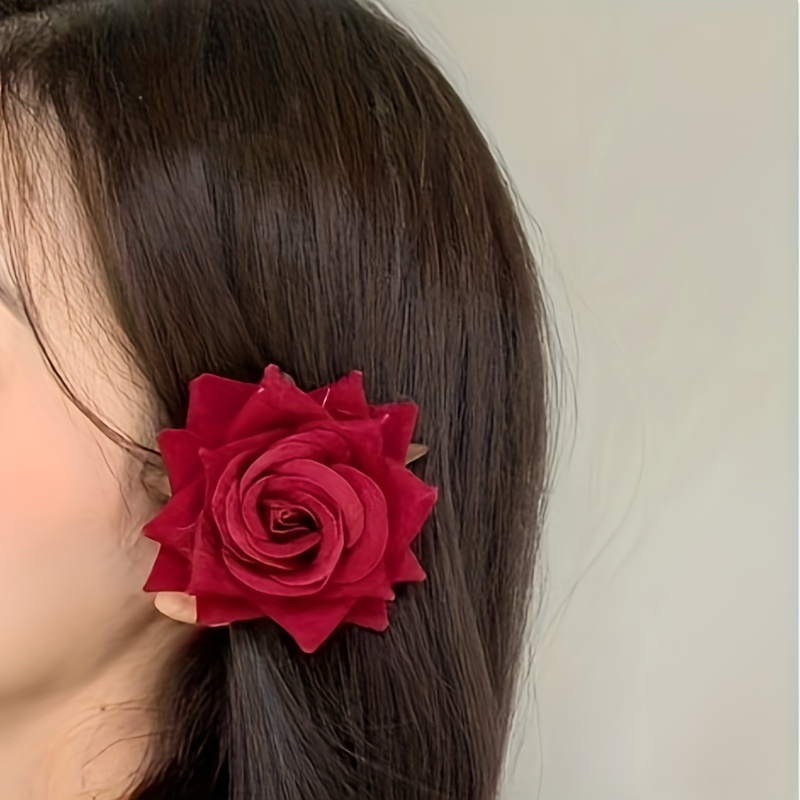 Red Rose Flower Hair Combs Wedding Bridal Head Jewelry Women - Temu