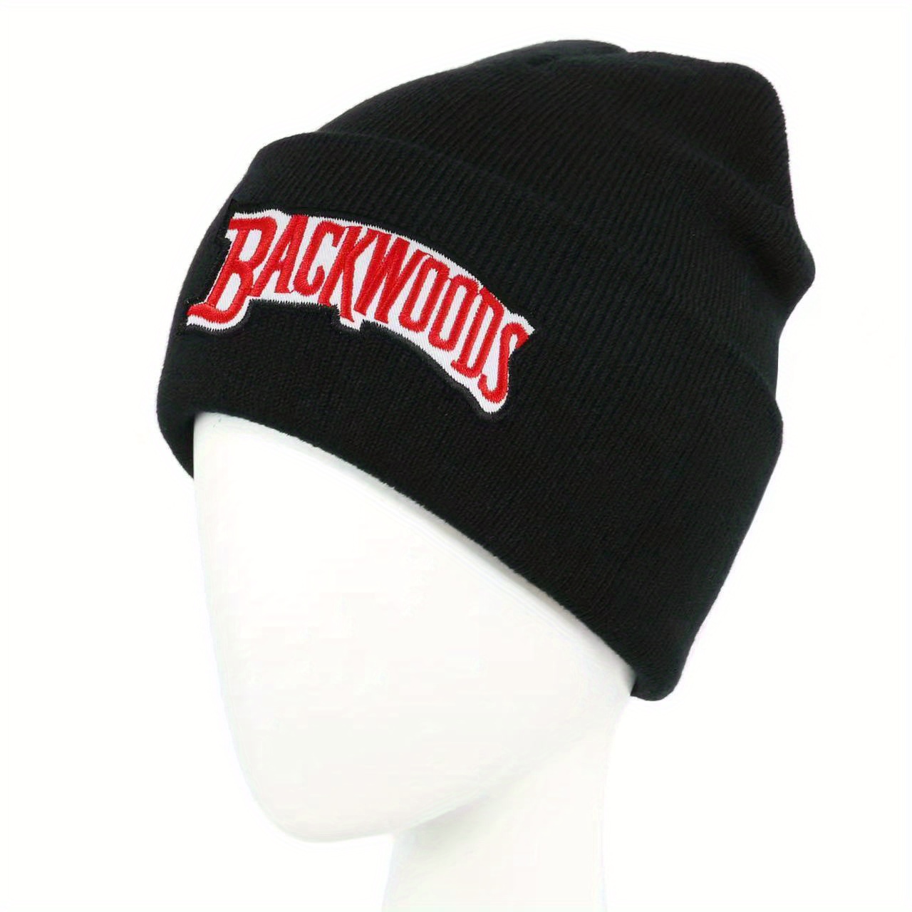 

Backwoods Embroidered Beanie For Men And Women - Acrylic Knit Hat For Fall/winter, Dry Clean Only, Fitted Solid Color Cap, Valentine's Day Occasion, Lightweight, Pull-on Closure