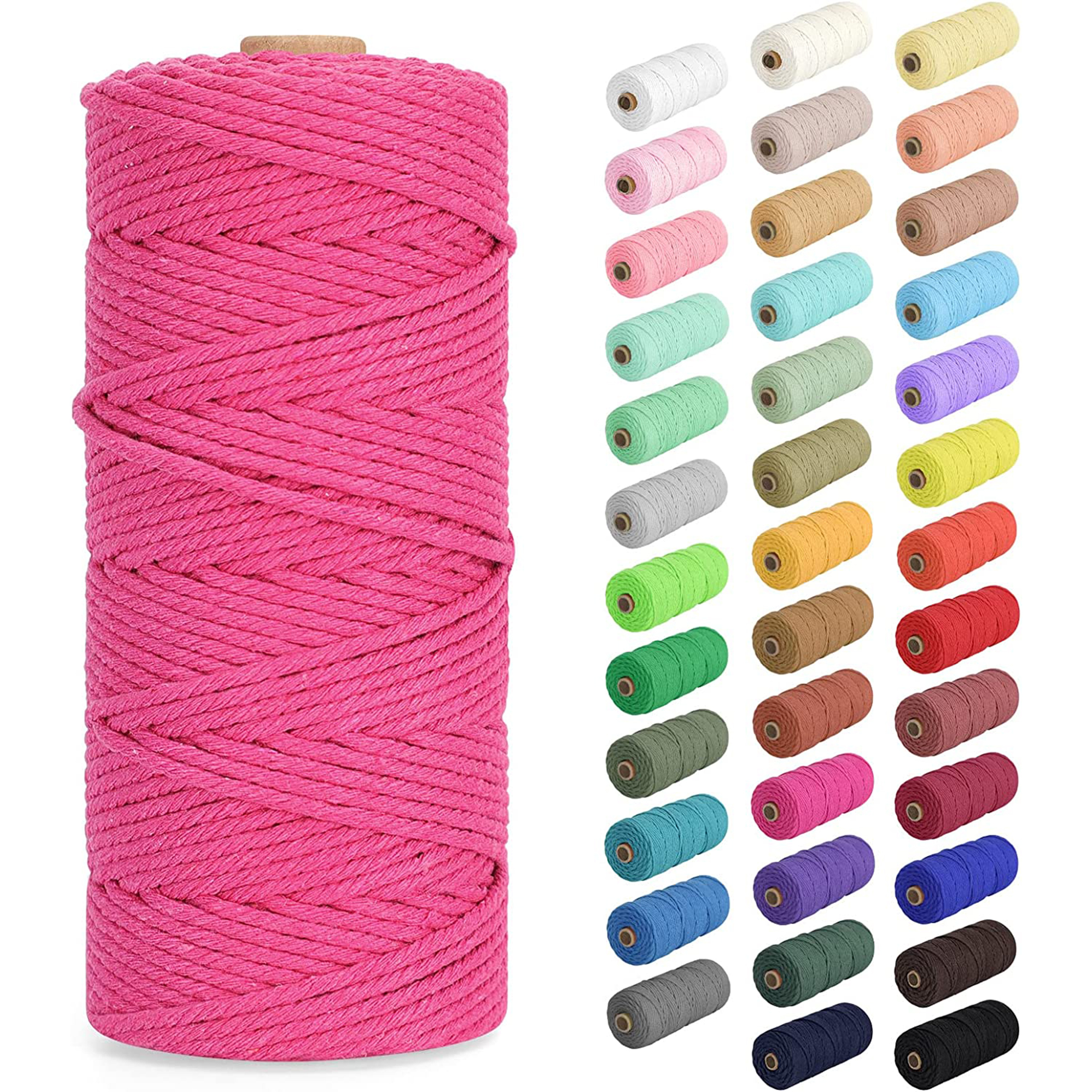 4mm Macrame Cord - Single Twist - Multicolor - Natural Browne and Pink