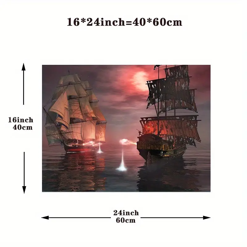 Art Canvas Poster Pirate Ship Caribbean Ghost Ferry Painting