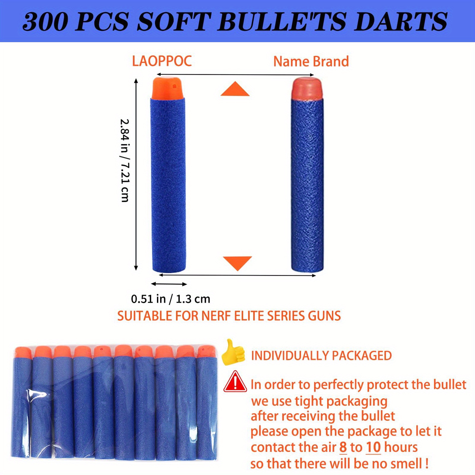 1000PCS Blue High Buffered Bullets for Nerf Elite Series Soft