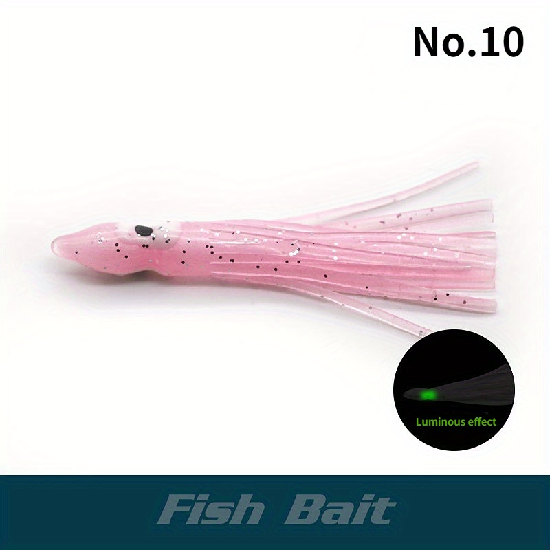 4.5 Luminous Glow Fishing Octopus Squid Skirts Muppets Soft Silicone Lures  Bait Fishing Lure 