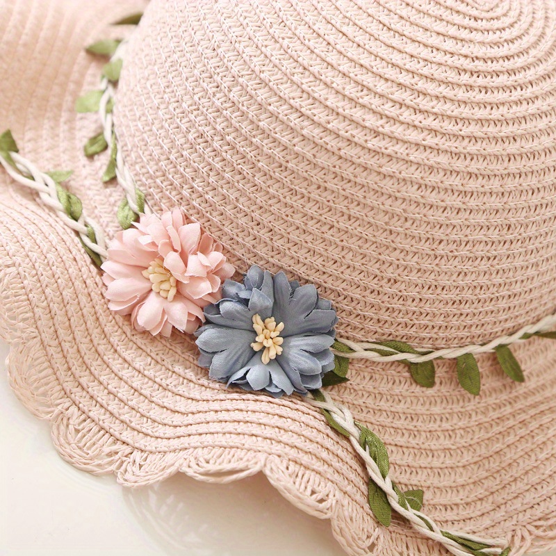 Summer Straw Sun Protection Hat Beach Hat Floral Sun Hat Bag - Temu