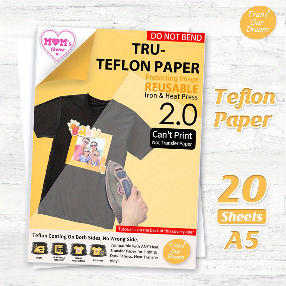 TransOurDream Tru-Heat Iron on Transfer Paper for Light and White Fabrics (20 Sheets, 85x11) Transfers Paper Iron-On for Light T-shirts Printable Heat