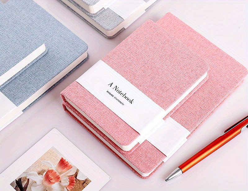 Small Hardcover Journal Notebook with Dusty Pink Linen Covers