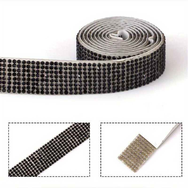 SNILOAW Self Adhesive Rhinestone Strips,crystal Rhinestone Diamond Ribbon  Tape with 2mm Rhinestones glittering for DIY Event Phone,car,W
