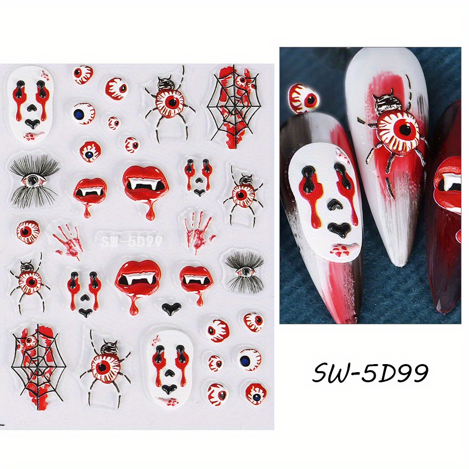 5d Embossed Halloween Nail Art Stickers self Adhesive Nail - Temu