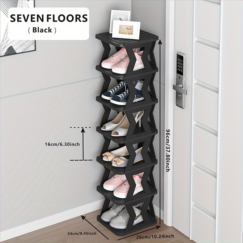 6 Tiers Vertical Shoe Tower, Narrow Corner Shoe Rack, Folding Shoe