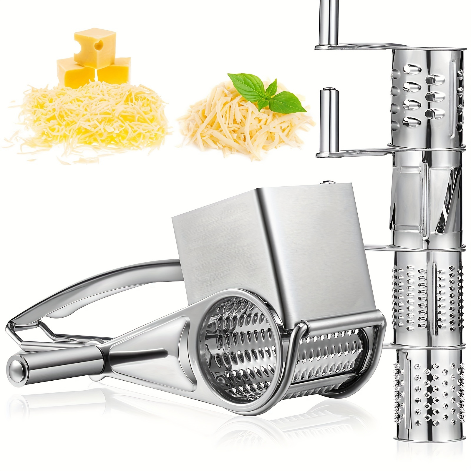 Stainless Steel Rotary Cheese Grater Manual Handheld Cheese Slicer