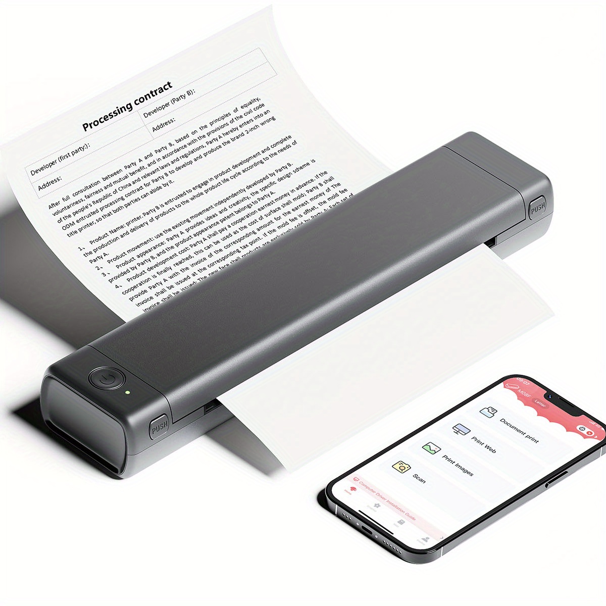 Portable A4 Paper Printer With Bluetooth And Wireless Inkless