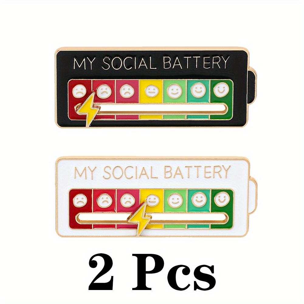 2pcs Women's Creative & Personalized Battery Level Design Brooch