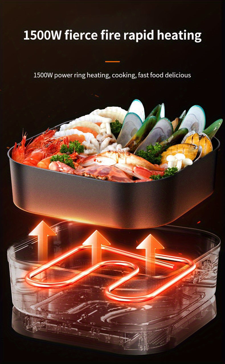 us plug hot pot food warmer set stainless steel 1500w electric nonstick coating smokeless grill multi cooker tableself heating base mini individual kitchen cooking baking bbq camping details 3