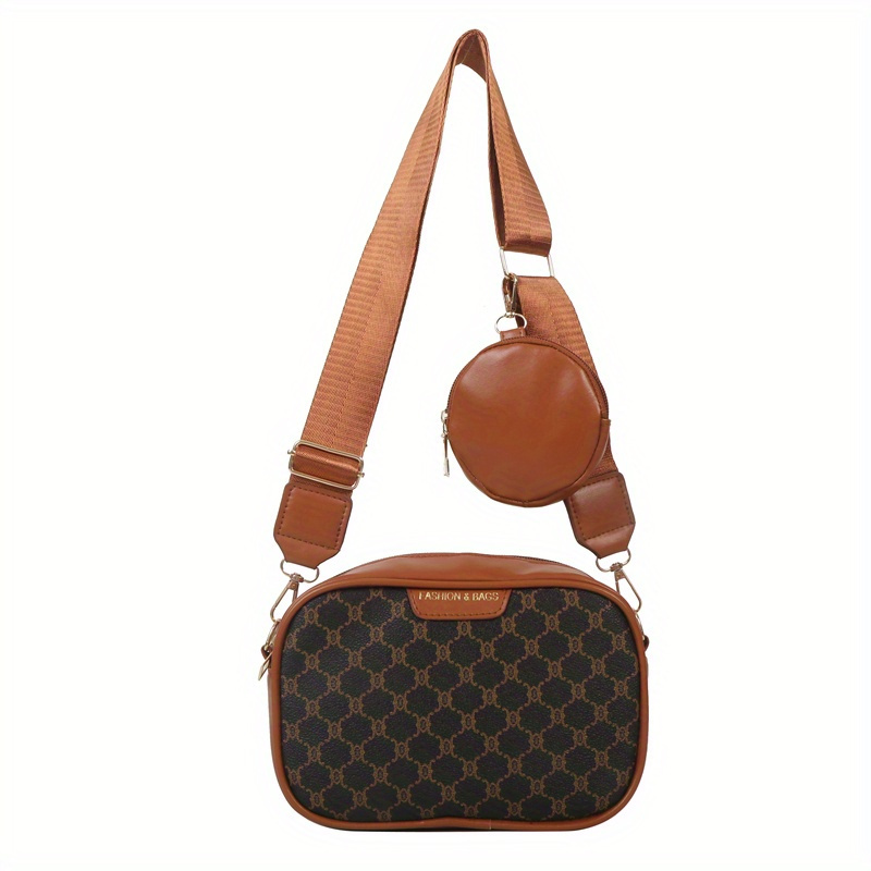 Vintage Wide Strap Square Crossbody Bag, Pu Leather Textured Bag Purse,  Classic Versatile Fashion Shoulder Bag - Temu